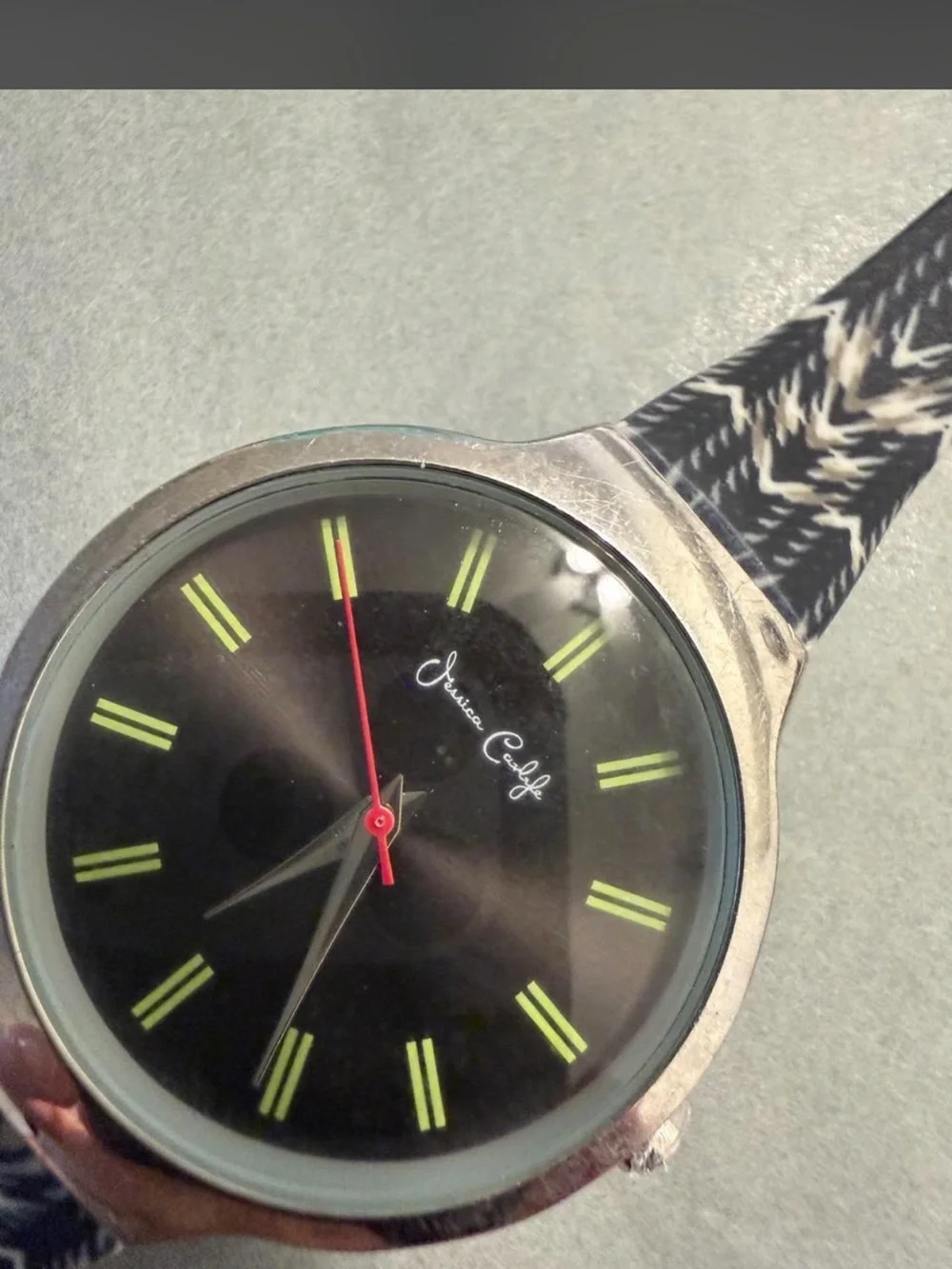 Stylish Black & White Patterned Strap Watch